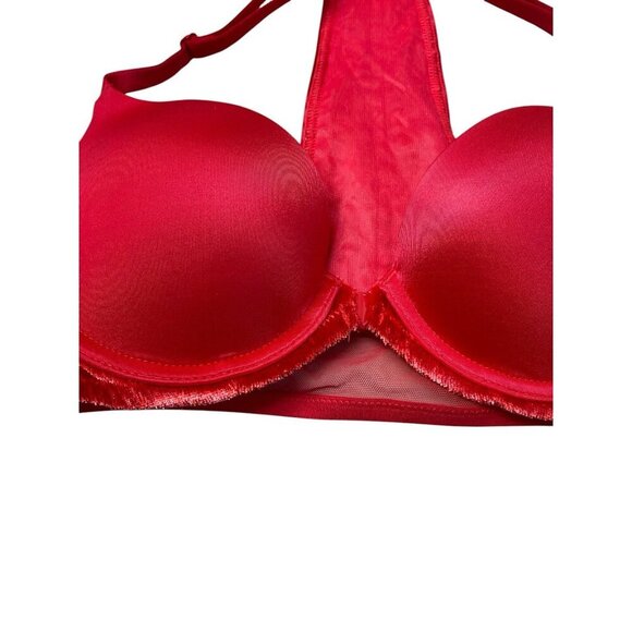 VICTORIA SECRET Very Sexy Push-Up 32A Bra Red Velvet Studded Front Closure Pad - Picture 2 of 8
